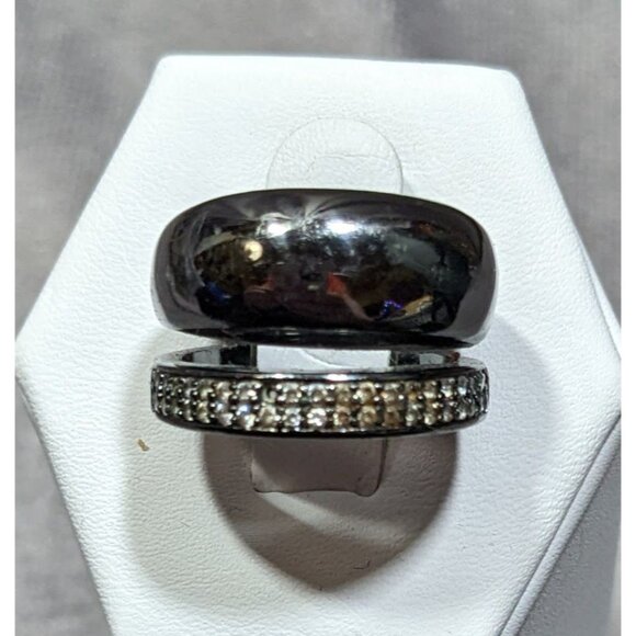 Juicy Couture Glam Goth Gunmetal Rhinestone Stacked Ring - Picture 6 of 10